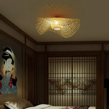 Nami – Lampe de Plafond Vagues en Bambou Japonaises