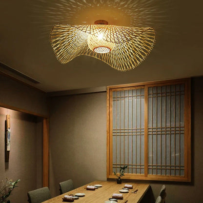 Nami – Lampe de Plafond Vagues en Bambou Japonaises