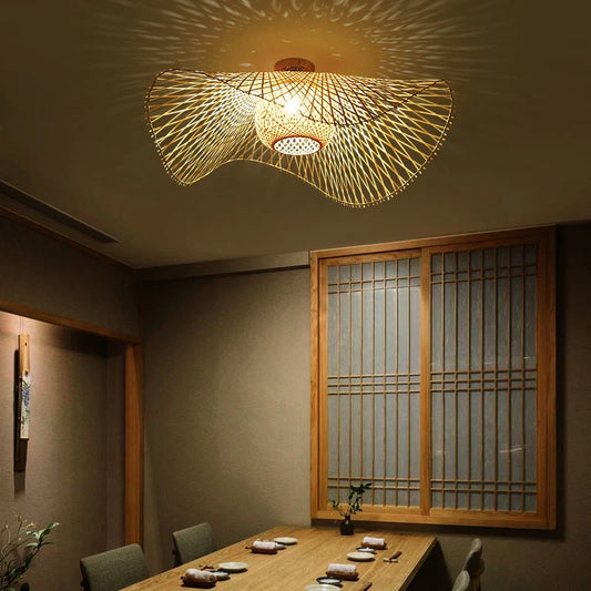 Nami – Lampe de Plafond Vagues en Bambou Japonaises