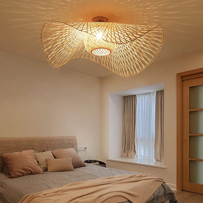 Nami – Lampe de Plafond Vagues en Bambou Japonaises