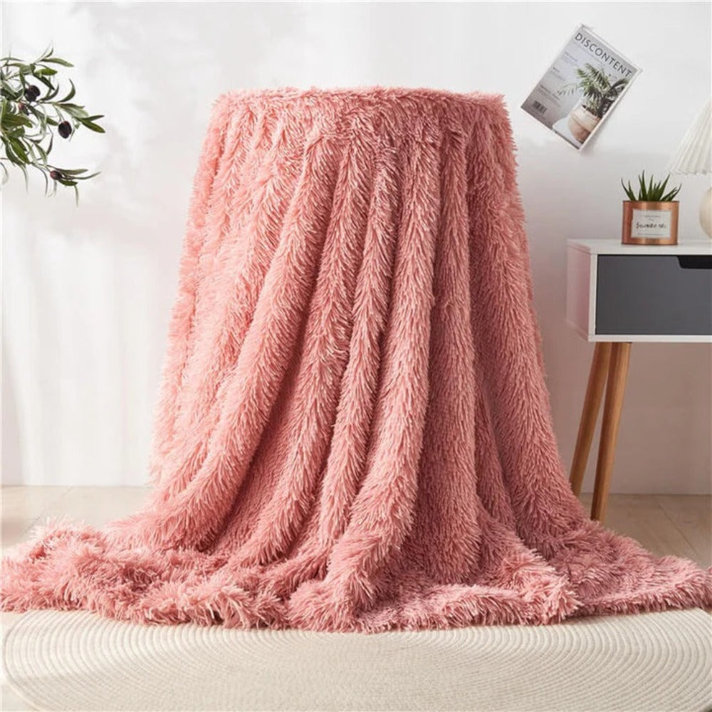 Lena – Couverture en laine peluche à deux couches unie