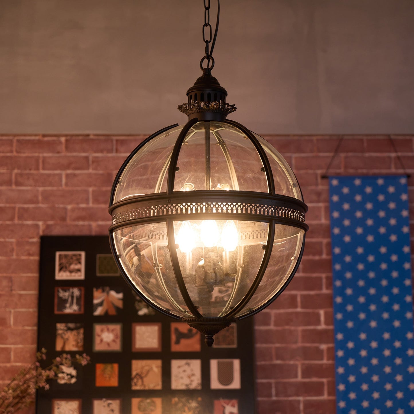 Gideon – Lustre en Verre Rond Retro