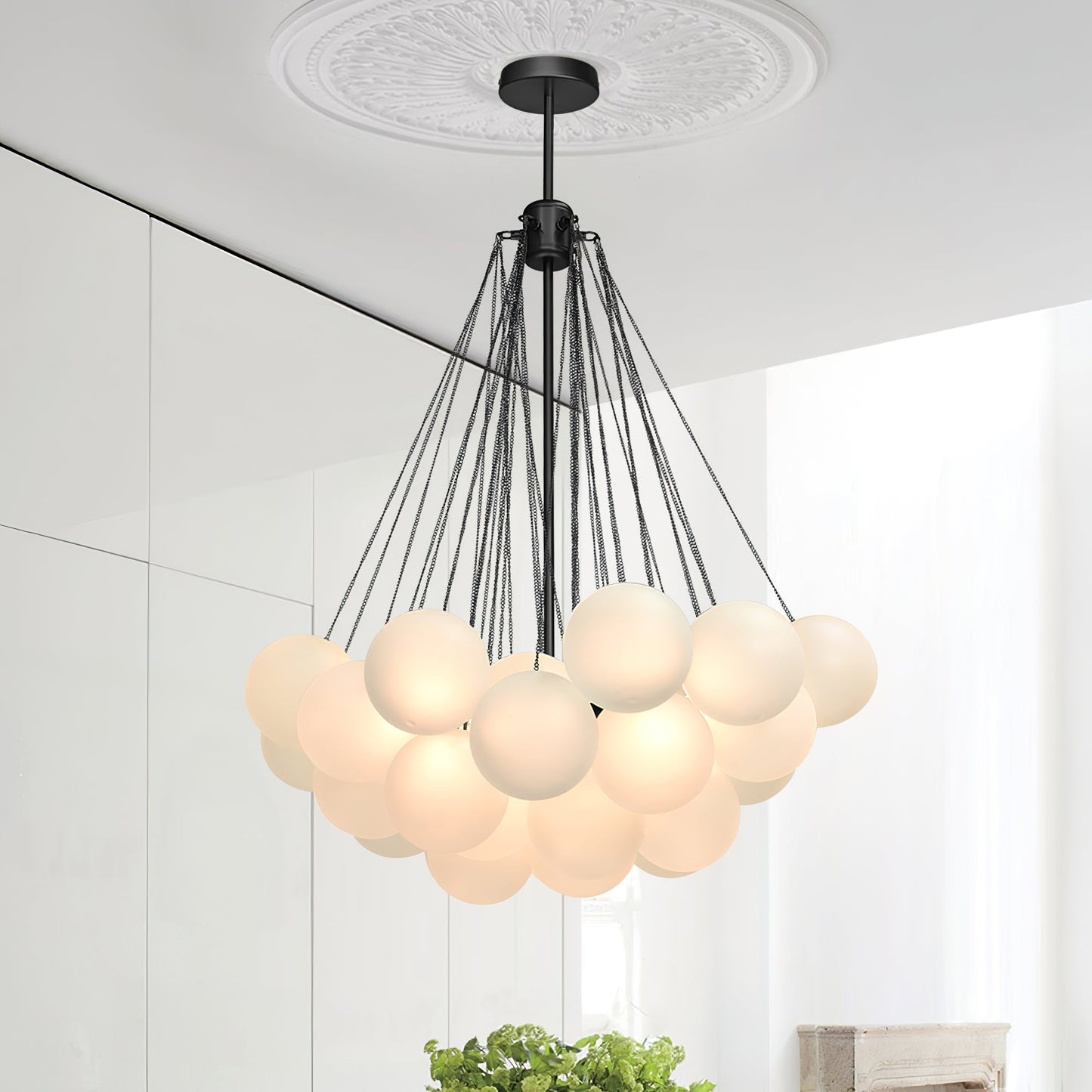 Jaya – Élégante Suspension en Verre Bulle