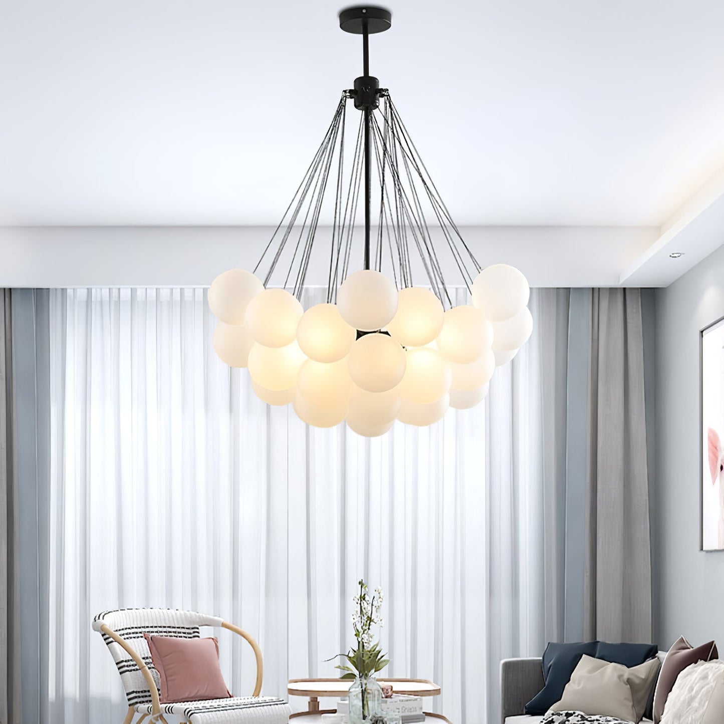 Jaya – Élégante Suspension en Verre Bulle