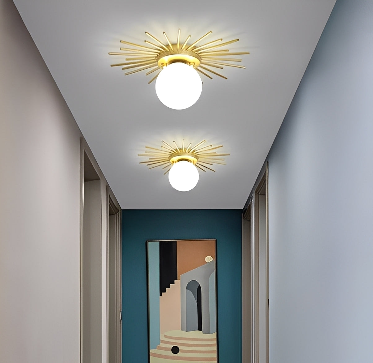 Solena – Lampe de plafond tournesols dorés