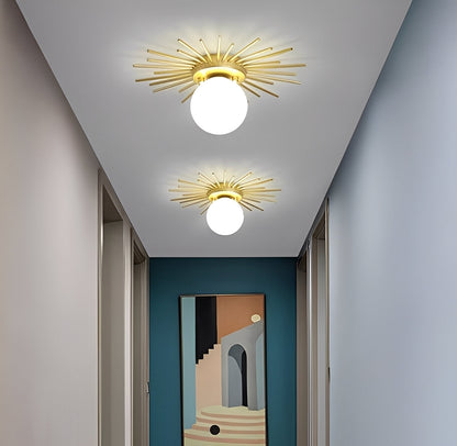 Solena – Lampe de plafond tournesols dorés