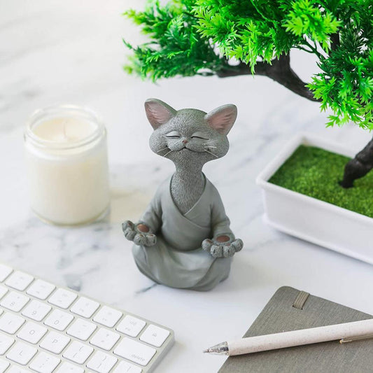 Budhika – Figurine de Chat Bouddha Méditant