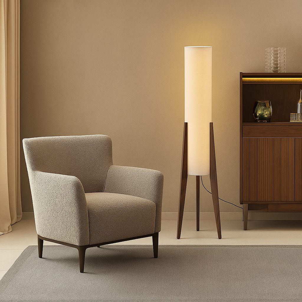 Astra – Lampe sur pied rétro en bois