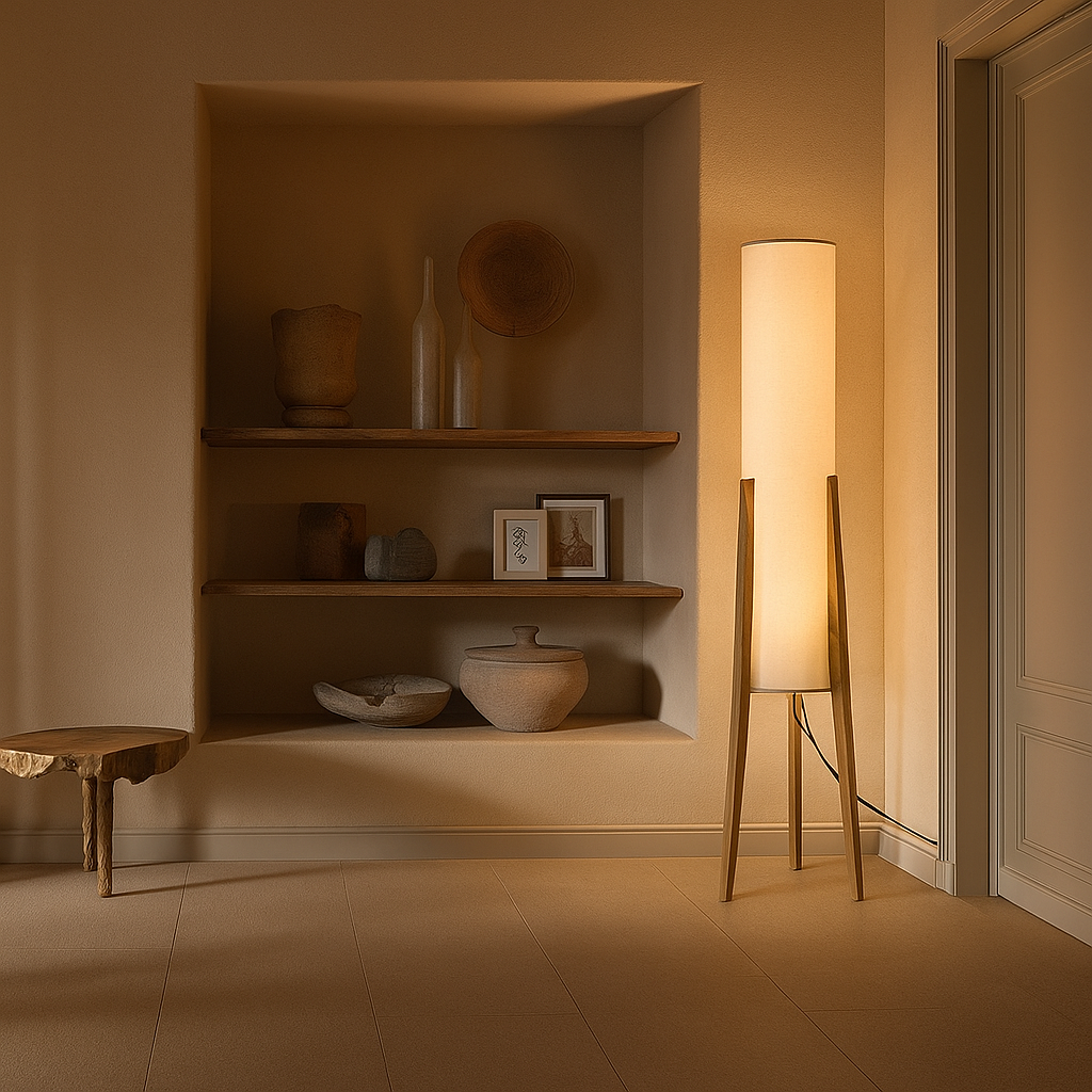 Astra – Lampe sur pied rétro en bois