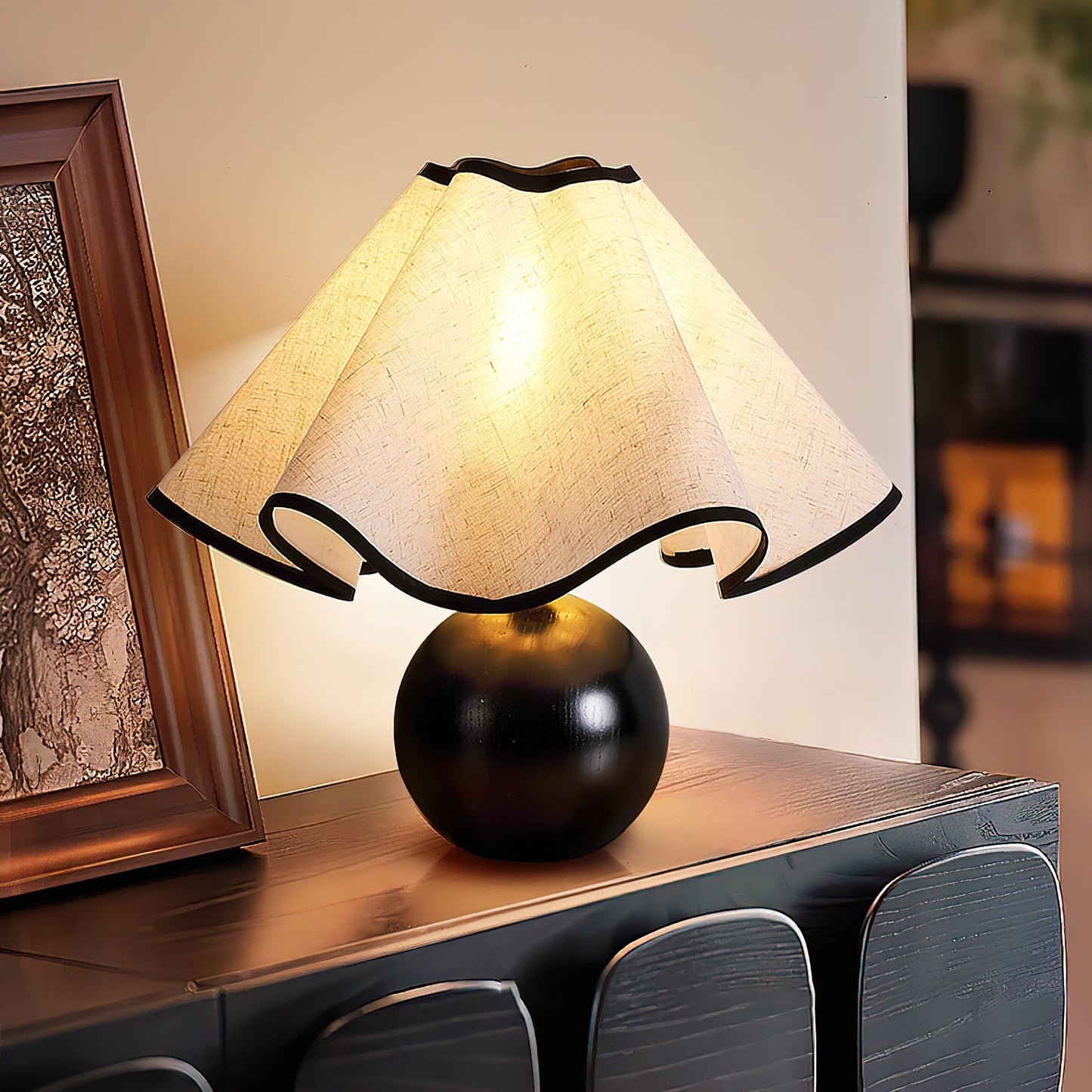 Lina – Lampe de Table Vintage en Bois Style Rétro
