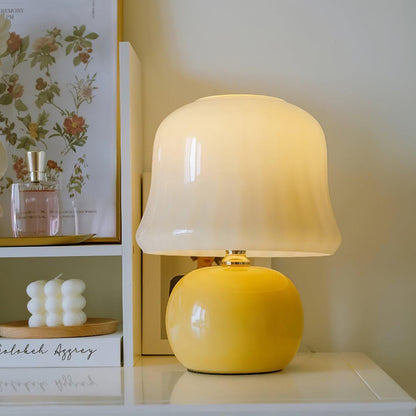 Lena – Lampe de table design champignon en verre émaillé