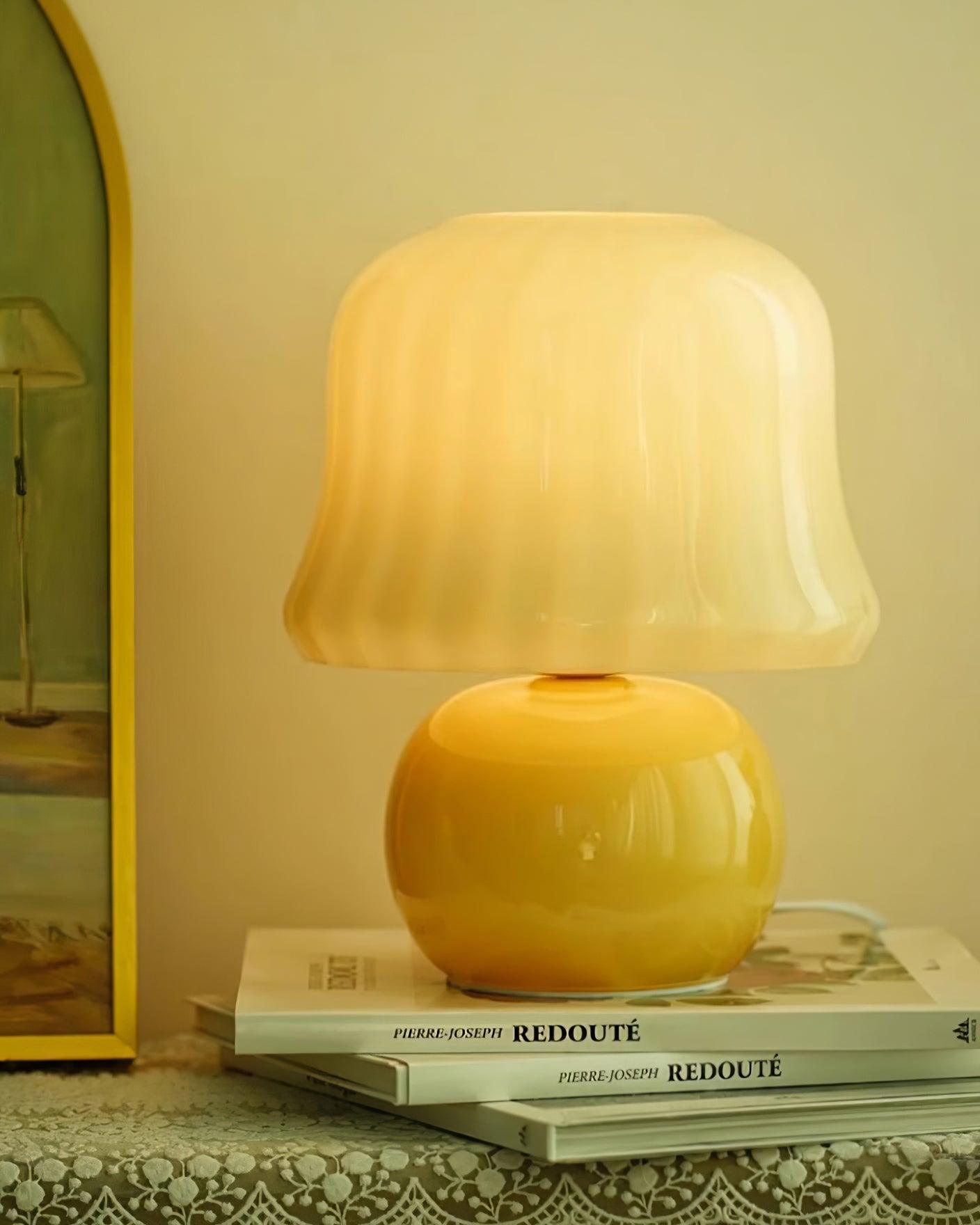 Lena – Lampe de table design champignon en verre émaillé
