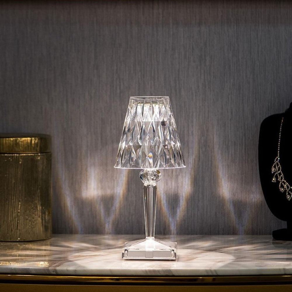 Crystelle – Lampe de Table Portable en Cristal Diamant