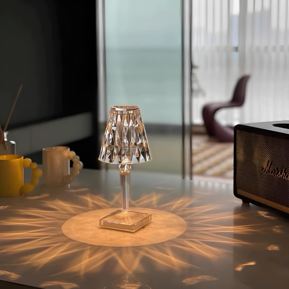 Crystelle – Lampe de Table Portable en Cristal Diamant