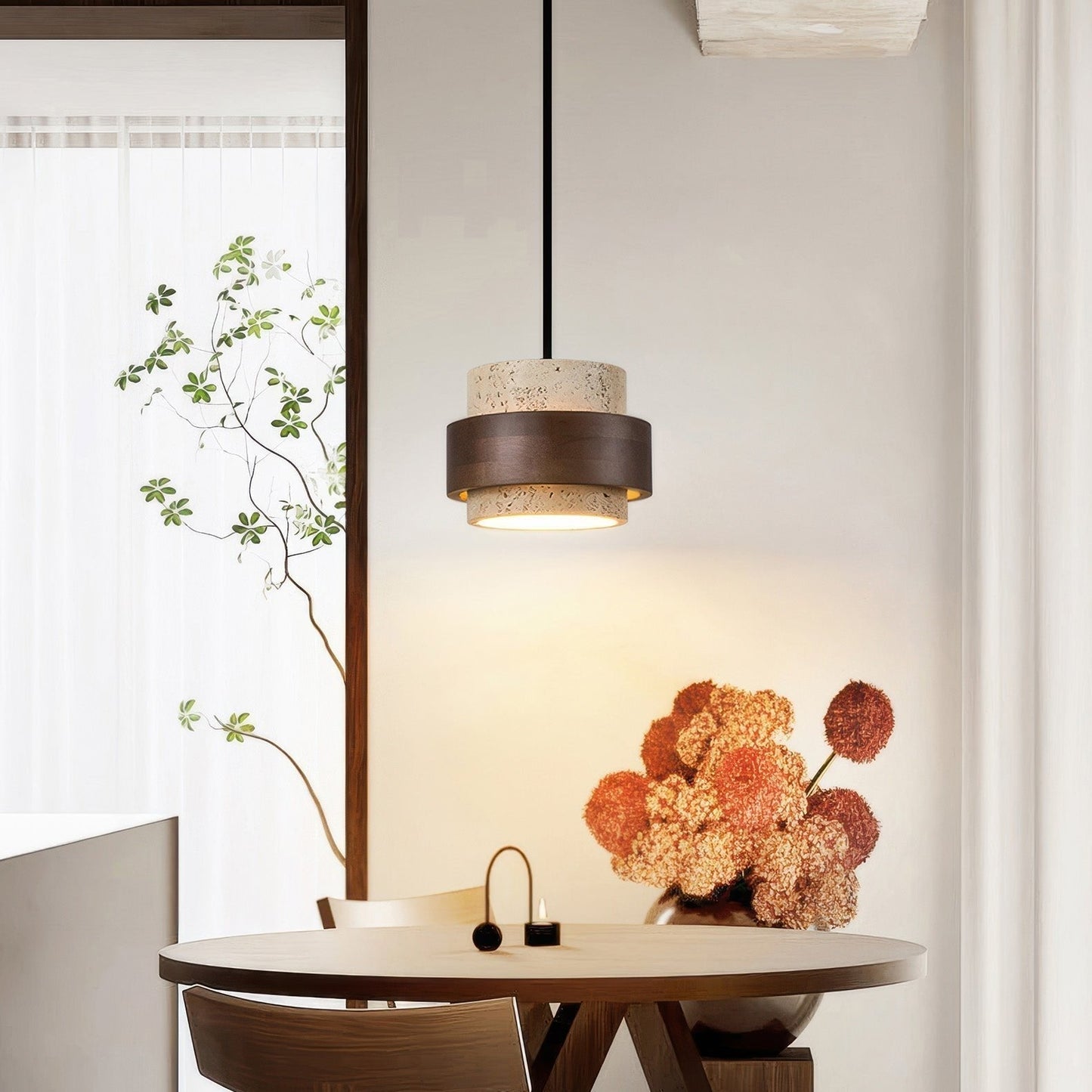 Nakoa – Lampe Suspendue Wabi-Sabi avec Pierres Rétro