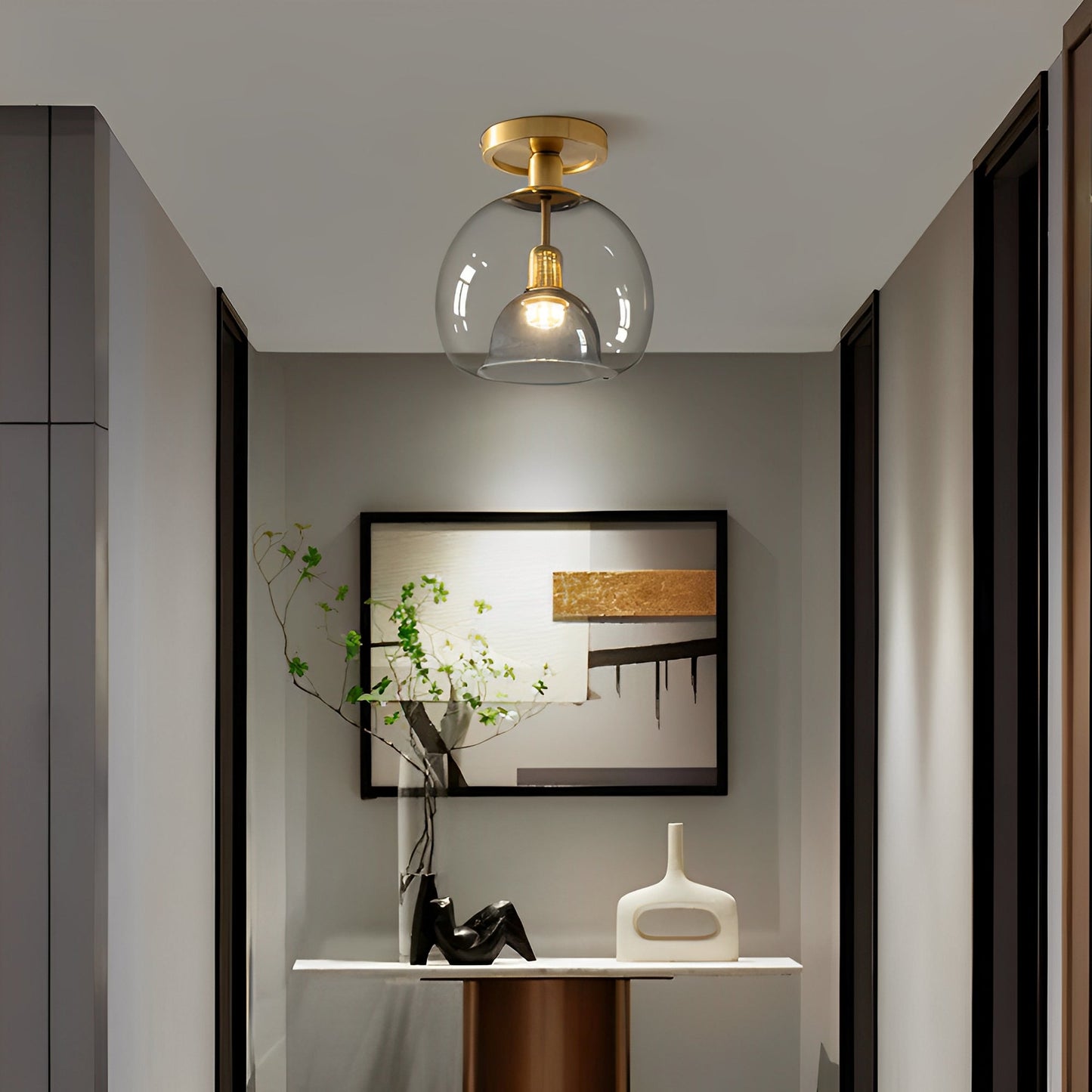 Glayra – Plafonnier moderne avec verre gris pour couloir et espace de vie