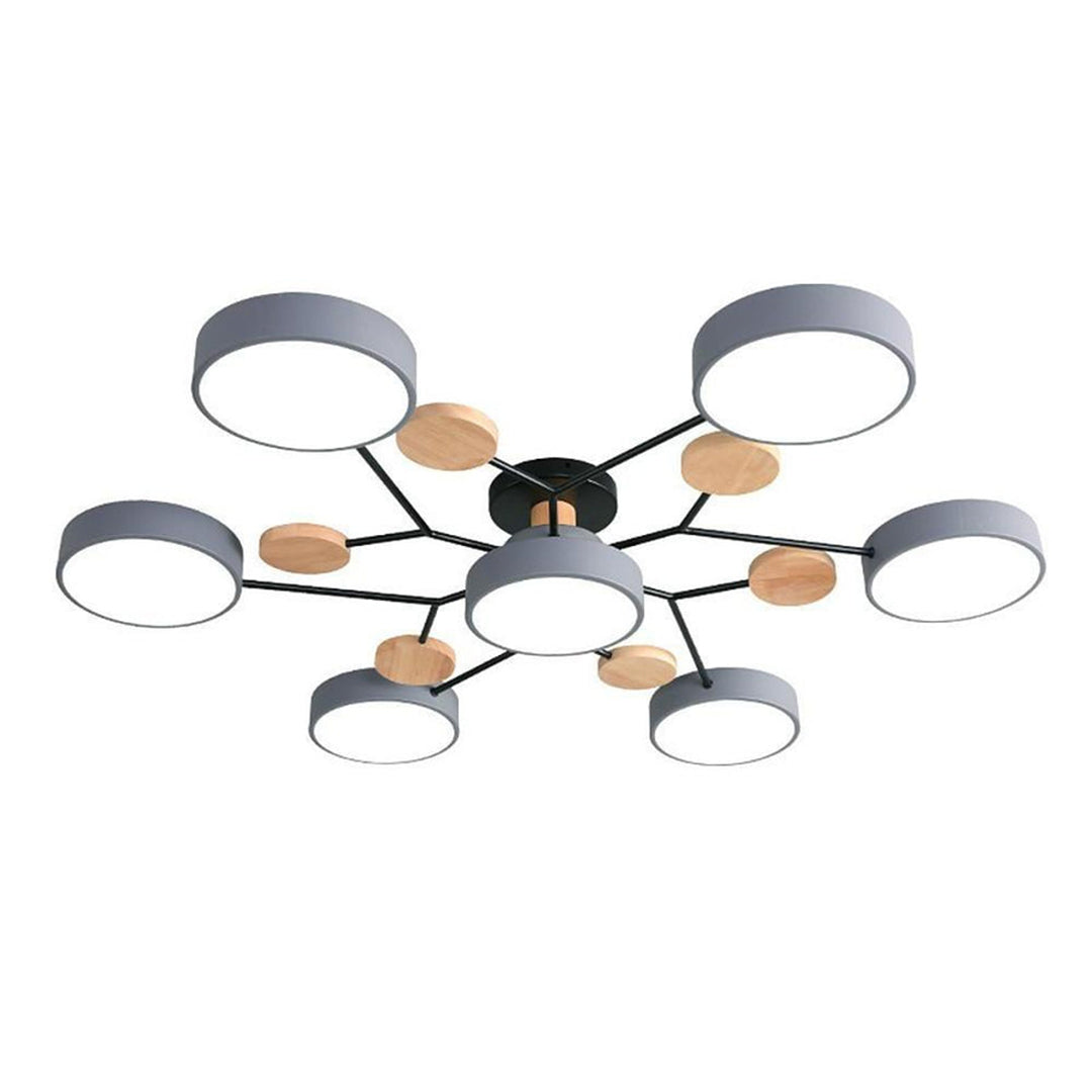 Lina – Lampe de plafond artistique en métal et bois