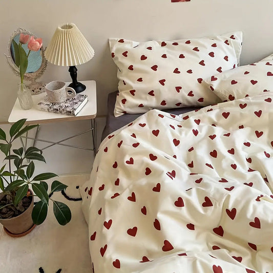 Amoura – Ensemble de literie romantique avec motif cœur