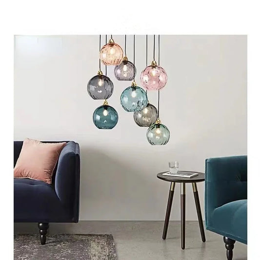 Lustre moderne en verre ondulé transparent