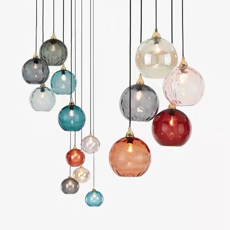 Lustre moderne en verre ondulé transparent