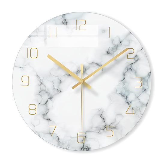 Marbela – Horloge Murale en Verre Nordique avec Effet Marbre
