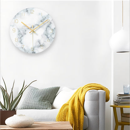 Marbela – Horloge Murale en Verre Nordique avec Effet Marbre