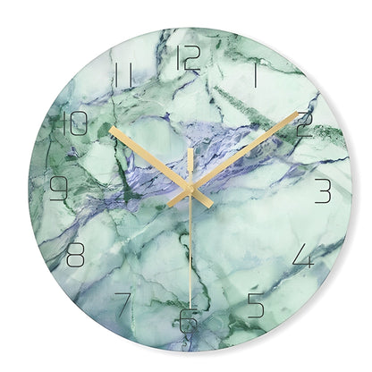 Marbela – Horloge Murale en Verre Nordique avec Effet Marbre