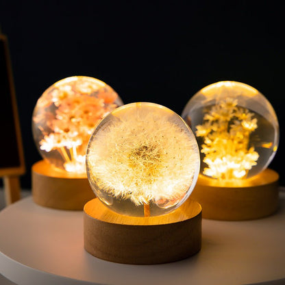Linda – Lumineuse Boule de Cristal Fleurs