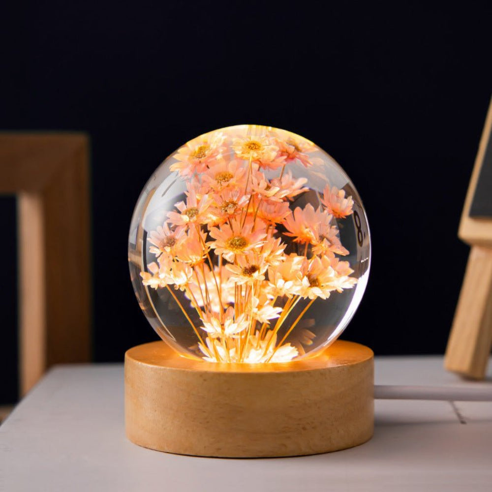 Linda – Lumineuse Boule de Cristal Fleurs