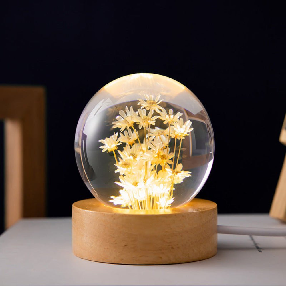 Linda – Lumineuse Boule de Cristal Fleurs