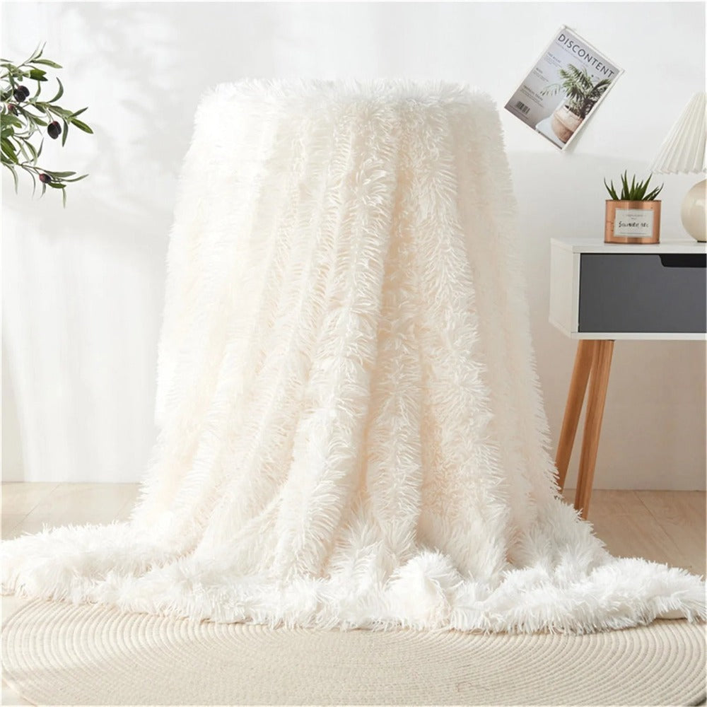 Lena – Couverture en laine peluche à deux couches unie