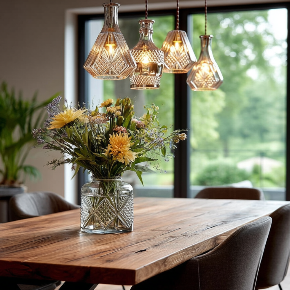 Elva – Lampe LED moderne en bouteille de verre