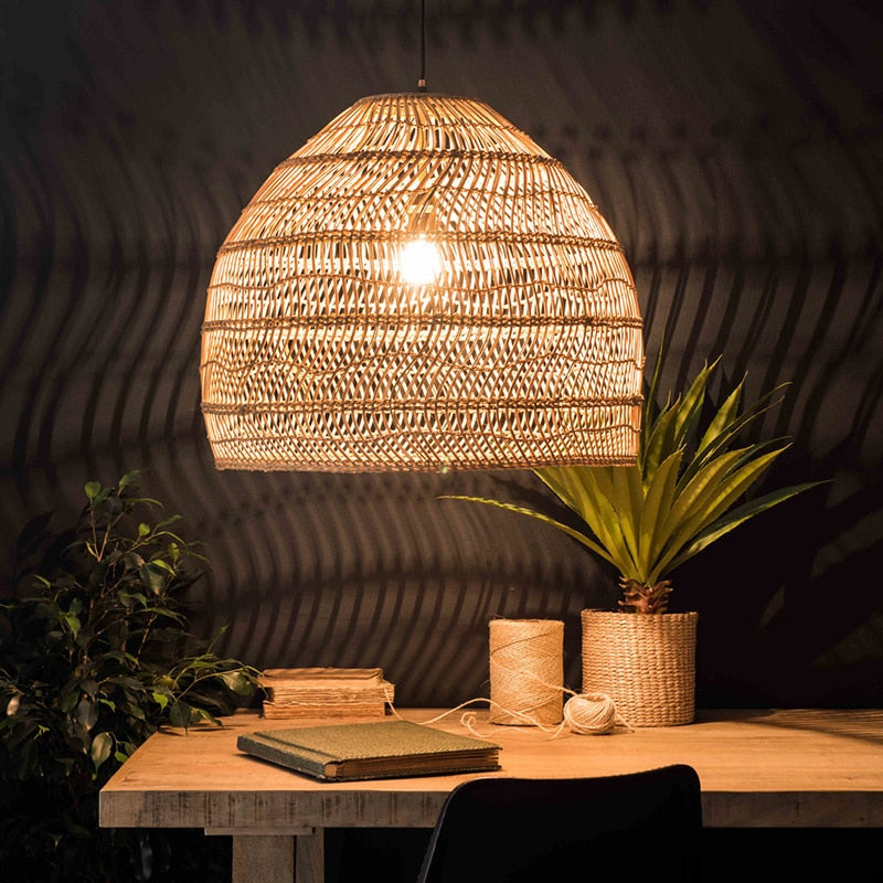 Hinode – Lampe Suspendue en Bambou et Rotin Japonais