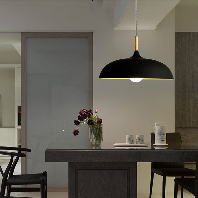 Noa – Lampe suspendue minimaliste en bois et aluminium