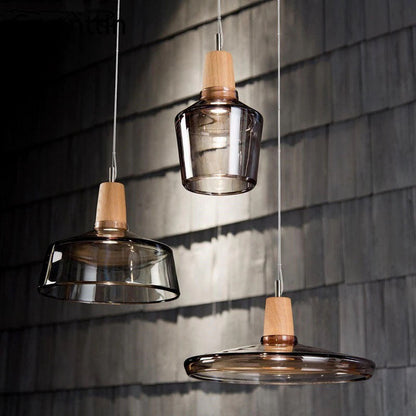 Nozomi – Suspension en bois et verre antique