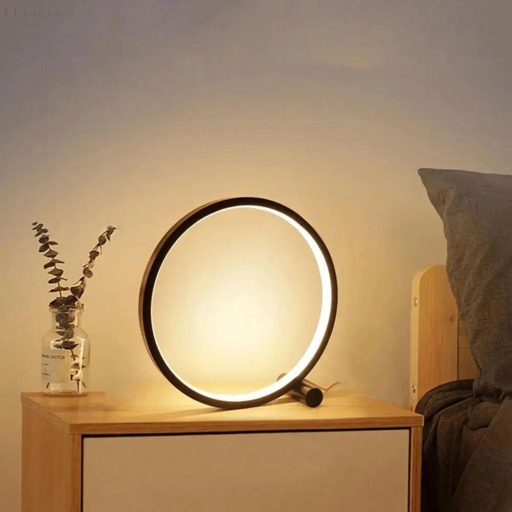 Lampe de table à anneau LED minimaliste et moderne