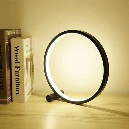 Lampe de table à anneau LED minimaliste et moderne