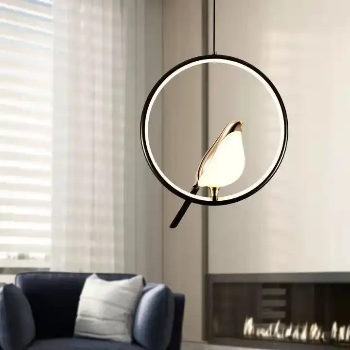 OiseauDoré – Suspension luxueuse avec oiseau doré intégré