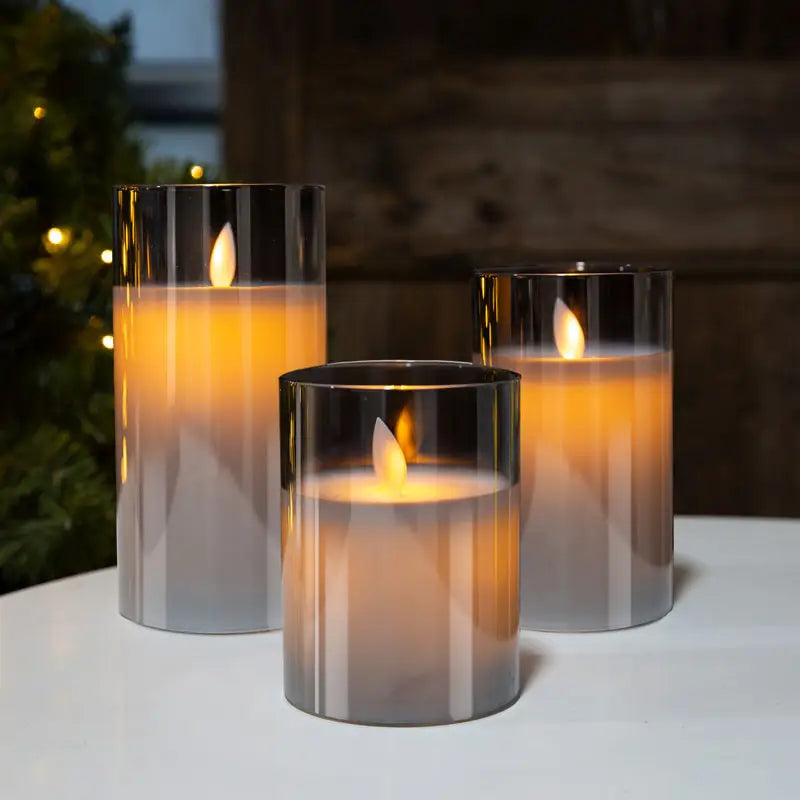 Meline – Bougie LED en verre avec effet flamme