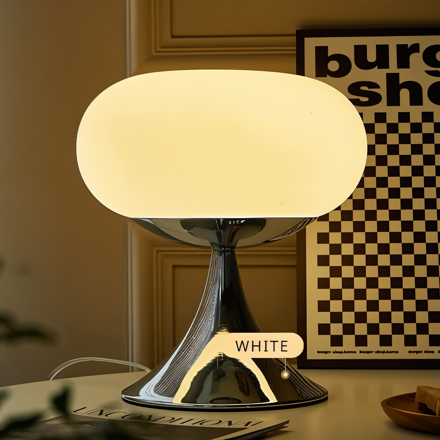 Lampe Pomme – Lampe de table en verre courbé aux couleurs macaron