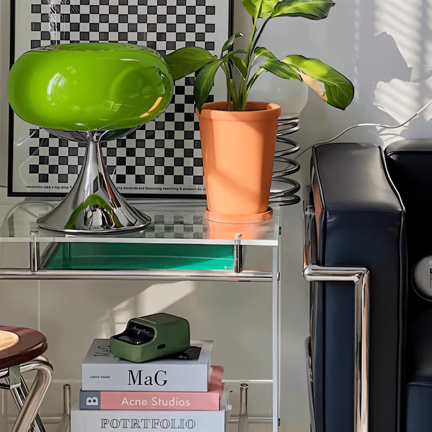 Lampe Pomme – Lampe de table en verre courbé aux couleurs macaron
