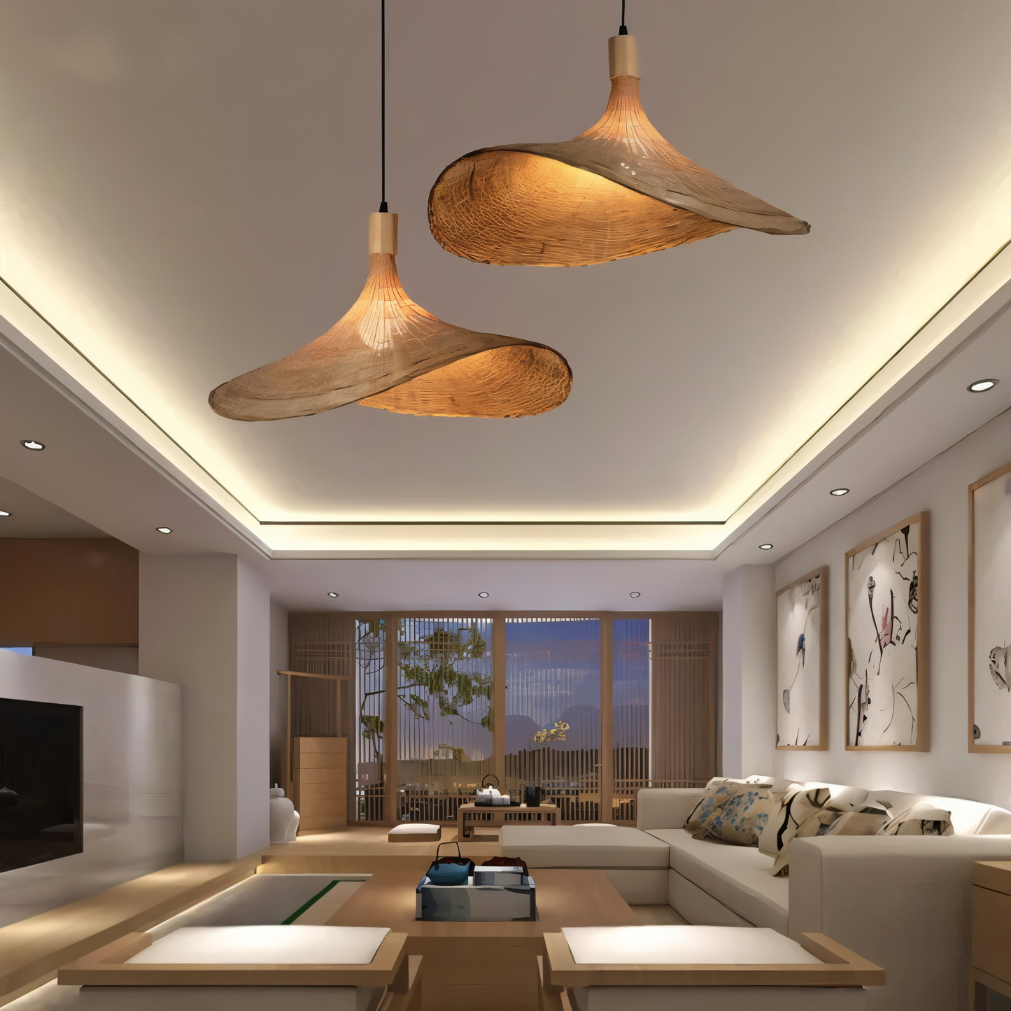 Kaito – Lustre en bambou et rotin