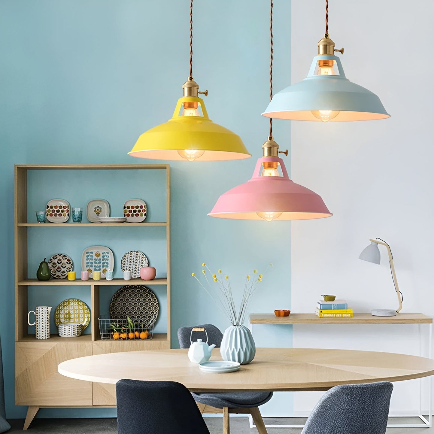 BarnFlare - Suspension LED industrielle colorée style macaron