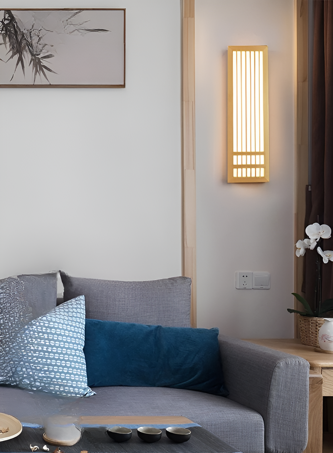 Applique Japandi DoaGlow – Lampe murale en bois et acrylique au design japonais moderne