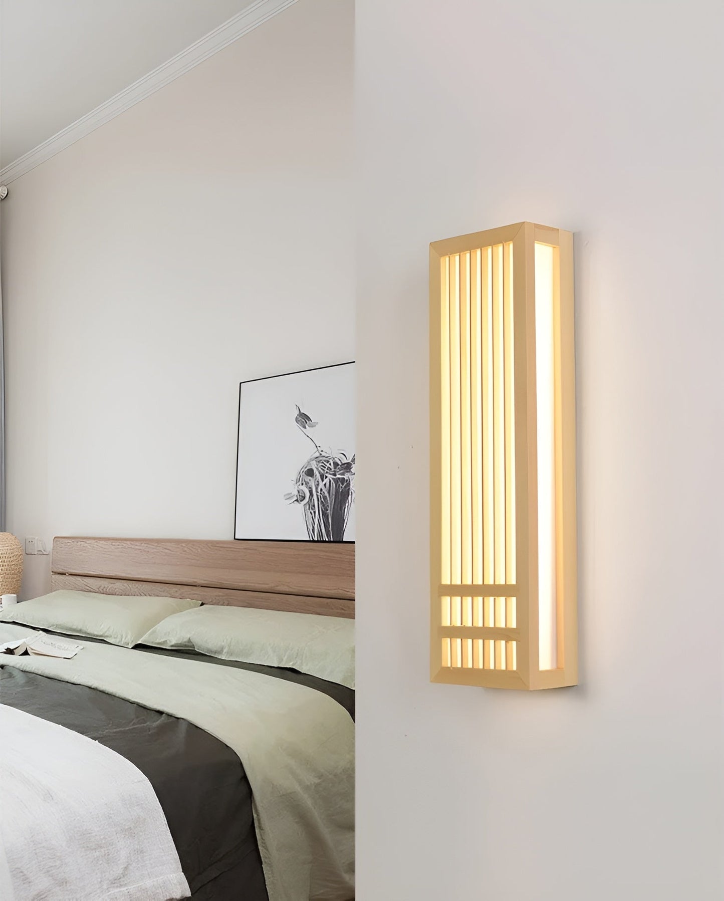 Applique Japandi DoaGlow – Lampe murale en bois et acrylique au design japonais moderne
