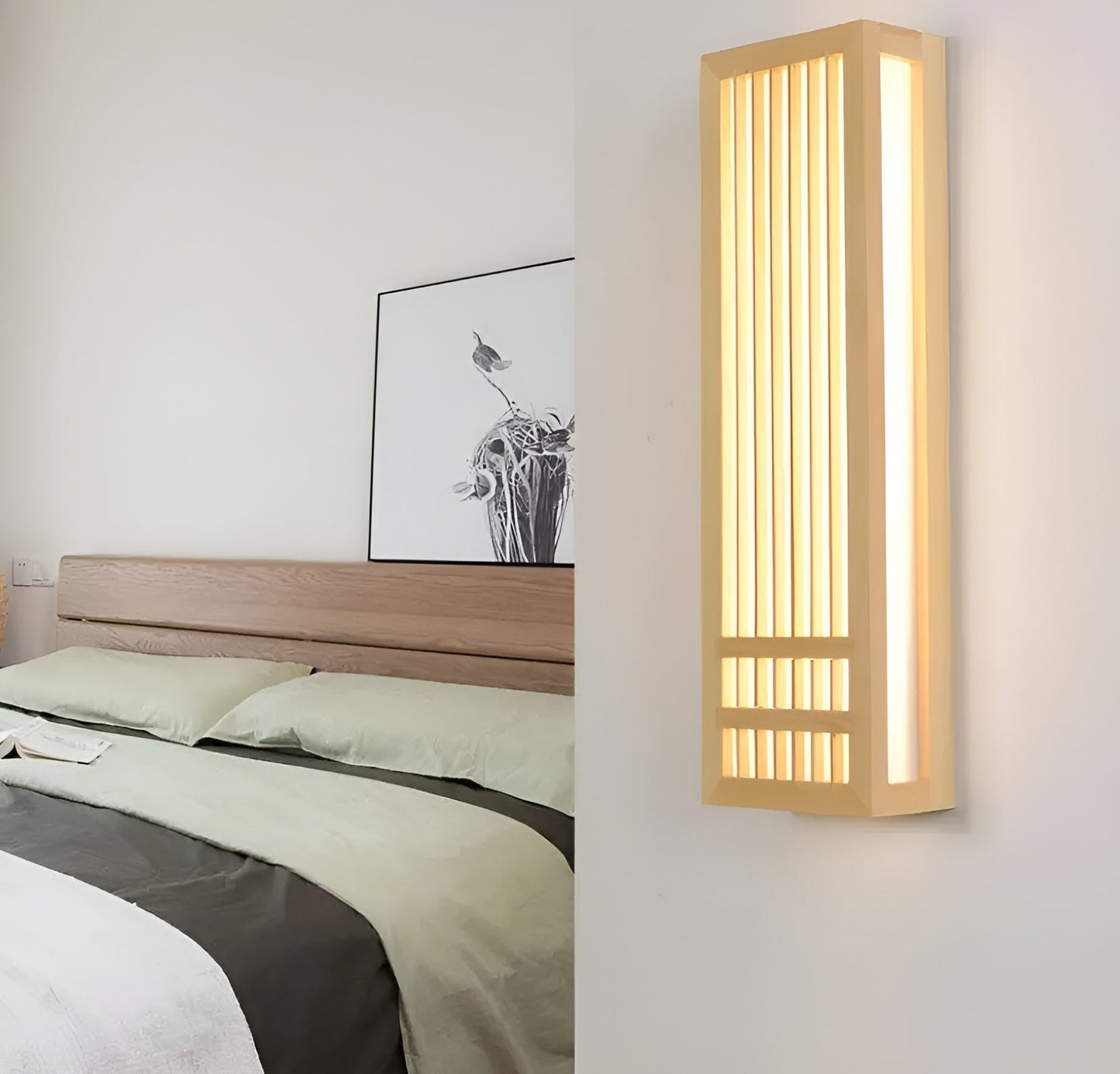 Applique Japandi DoaGlow – Lampe murale en bois et acrylique au design japonais moderne