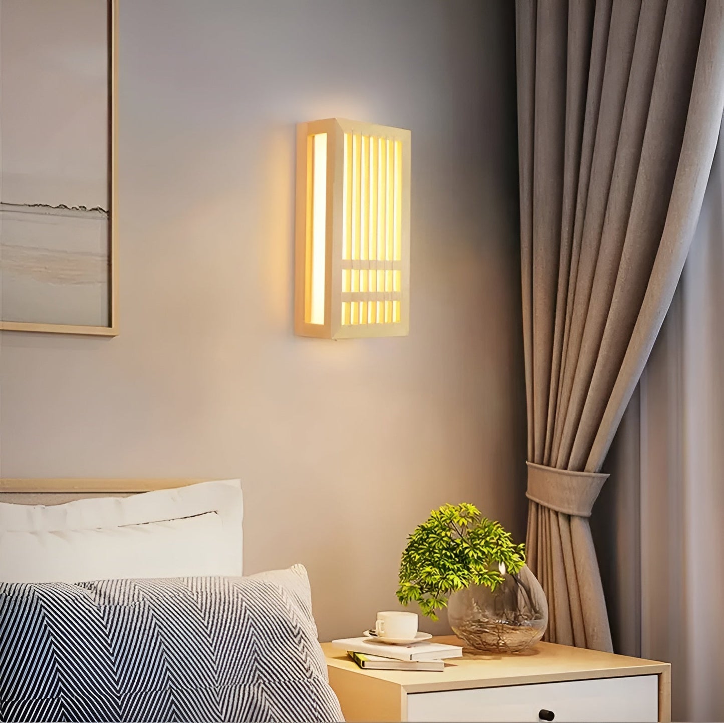 Applique Japandi DoaGlow – Lampe murale en bois et acrylique au design japonais moderne