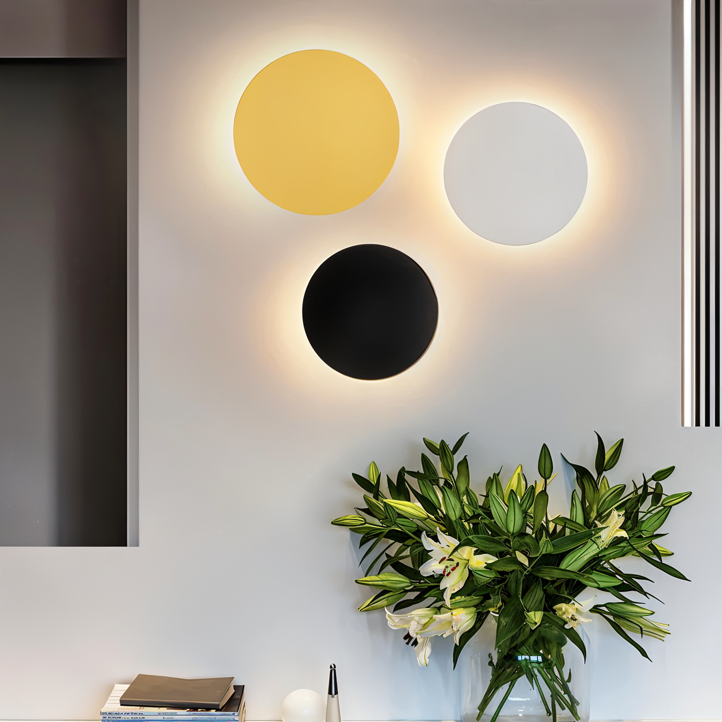 Applique FullHalo – Lampe murale ronde en métal disponible en noir, blanc ou doré