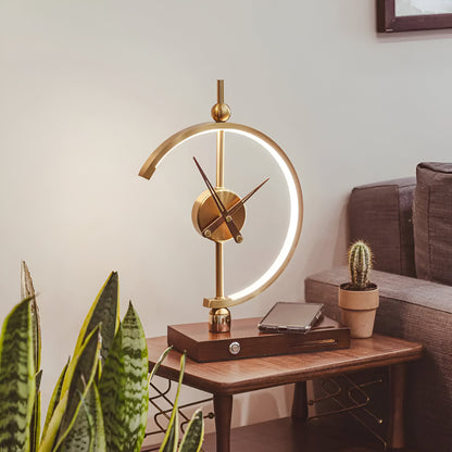 Horloge GLux – Lampe de table LED dorée avec chargeur sans fil Qi et horloge intégrée