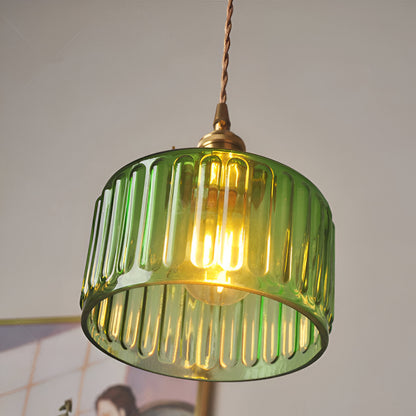 ÉmeraudeLustre – Suspension rétro en vert profond & verre sculpté